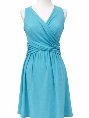 Lands' End Aqua Wrap Sleeveless Dress Small